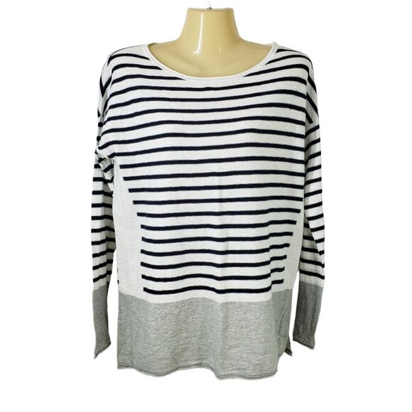 Vince‎ Lightweight Striped Color Block Sweater Women's Size S - Picture 1 of 6